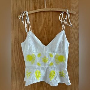 Cynthia Rowley Embroidered Hemp Cami Top